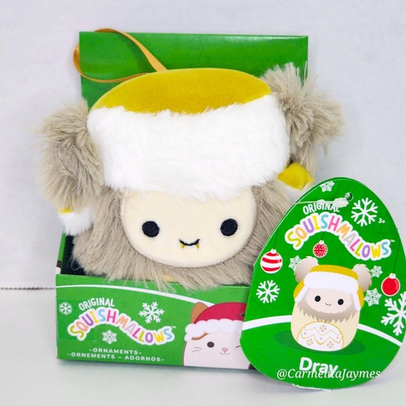 DRAY ⛄️ Gold Winter Yeti W/Hat Xmas Ornament Original Squishmallows Kellytoy NWT - Picture 1 of 8